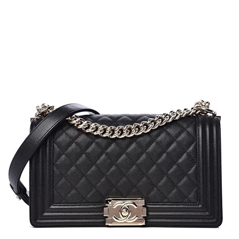 chanel black quilted caviar medium boy bag|The Ultimate Guide to the Chanel Boy Bag .